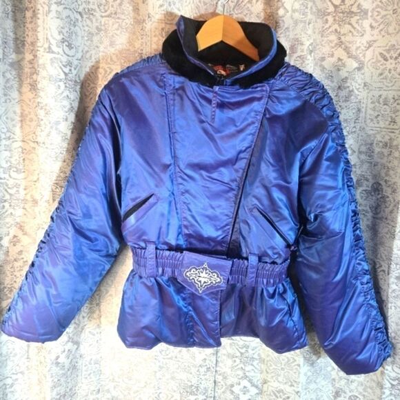 Vintage Polaris ski snow Snowmobile jacket insulated, blue purple metallic med - Picture 2 of 16